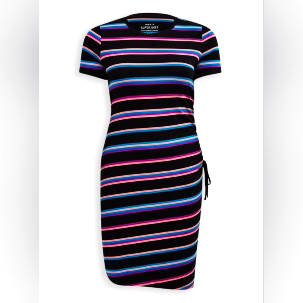 Torrid 00X SUPERSOFT Mini Tshirt Dress Unicorn 🦄 Rainbow🌈 Stripes